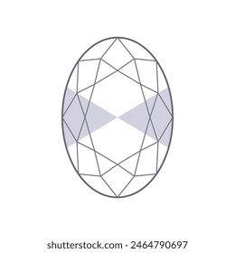 Bow tie effect in elongated oval cut diamond. Outline icon with editable stroke. Vector illustration isolated on white background. For infographics, web, mobile app, interface, design 