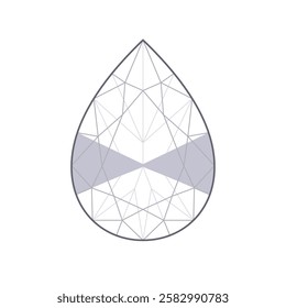 Bow tie effect in elongated pear cut diamond. Outline icon with editable stroke. Vector illustration isolated on white background. For infographics, web, mobile app, interface, design 