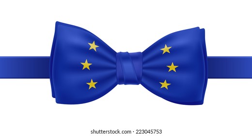 Bow tie with EU flag vector illustration. European Union symbol on white background. National celebrations design.