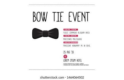 Bow Tie Event Invitation Design with Where and When Details