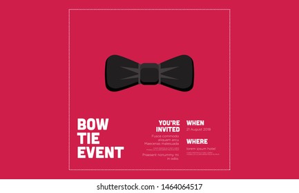 Bow Tie Event Invitation Design with Where and When Details