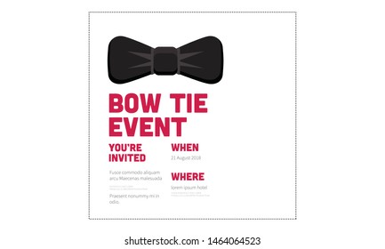 Bow Tie Event Invitation Design with Where and When Details