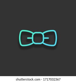 Bow tie, festive linear logo. Colorful logo concept with soft shadow on dark background. Icon color of azure ocean