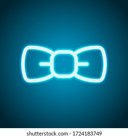 Bow tie, festive linear logo. Neon style. Light decoration icon. Bright electric symbol