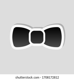 Bow tie, festive logo. Sticker style with white border and simple shadow on gray background