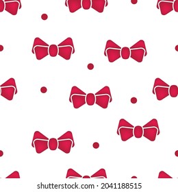 Bow tie festive seamless pattern. Neck tie elegant 3d vector print. Bowtie endless background, tile, repetitive wallpaper for fabric, wrapping endless design