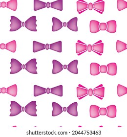 Bow tie festive seamless pattern. Neck tie elegant 3d vector print. Bowtie endless background, tile, repetitive wallpaper for fabric, wrapping endless design