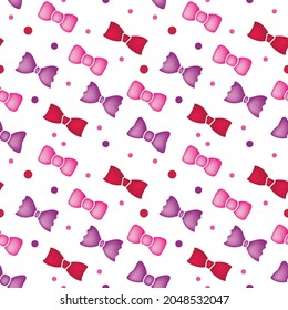 Bow tie festive seamless pattern. Neck tie elegant 3d vector print. Bowtie endless background, tile, repetitive wallpaper for fabric, wrapping endless design