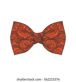 Bow tie. Flame color. Vector illustration