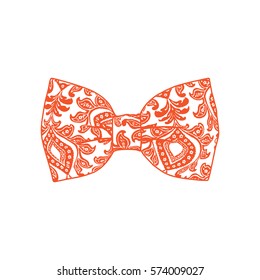 Bow tie. Flame color. Vector illustration