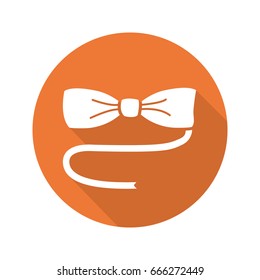 Bow tie flat design long shadow glyph icon. Vector silhouette illustration