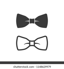 Bow tie flat icon and outline icon isolated on white background