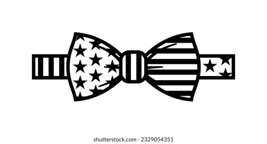 Bow tie flat icon. Bow tie with pattern. Vector illustration isolated on white background.