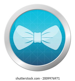 Bow tie gentleman icon on light blue shiny circle frame sign. Vector illustration isolated on white background.