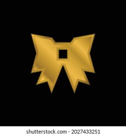 Bow Tie gold plated metalic icon or logo vector