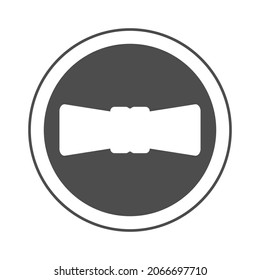 Bow tie, gray round badge for design on white background, vector illustration