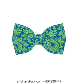 Bow tie. Green and blue color.. Vector illustration