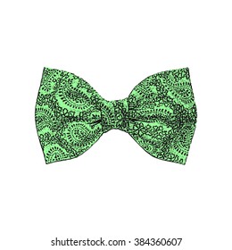 bow tie. green color. vector illustration