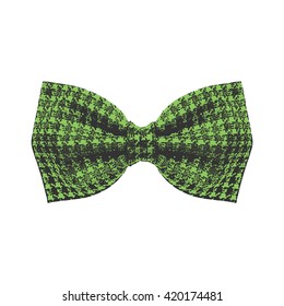 Bow tie. Green flash and black color. Vector
