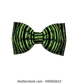 Bow tie. Green flash and black color. Vector illustration