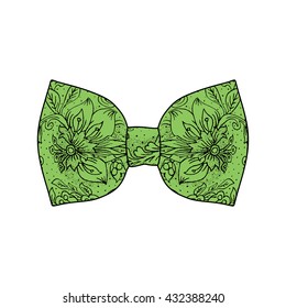 Bow tie. Green flash color. Vector illustration