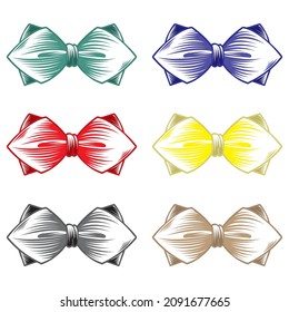 Bow Tie Hand Drawn Sketch Vector Illustration. Bow Vector Illustration Isolated On A White Background
