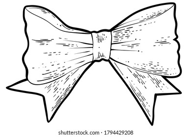 Bow tie, hand drawn vector, engraving style