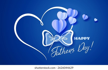 Bow Tie in heart Happy Fathers Day. Continuous One line drawing. Concept Fathers Day card. Vector illustration