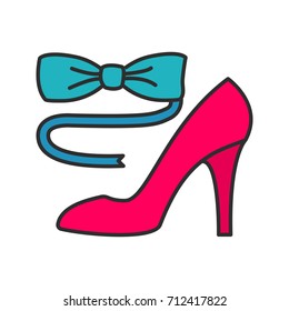 Bow tie and high heel shoe color icon. Party dress code. Isolated vector illustration