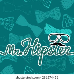 Bow tie Hipster seamless pattern