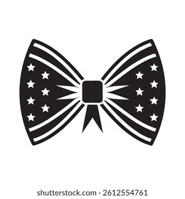 Bow Tie Icon 4th of July Silhouette Vector Art – Patriotic USA Independence Day Illustration