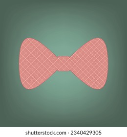 Bow Tie icon. Apricot Icon with Brick Red parquet floor graphic pattern on a Ebony background. Feldgrau. Green. Illustration.