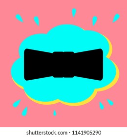 Bow Tie icon. Black icon in a bubble on a pink background