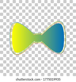 Bow Tie icon. Blue to green gradient Icon with Four Roughen Contours on stylish transparent Background. Illustration.