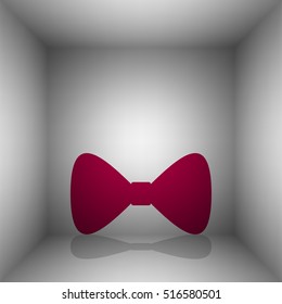 Bow Tie icon. Bordo icon with shadow in the room.