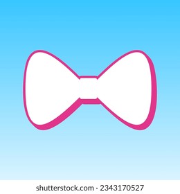 Bow Tie icon. Cerise pink (Barbie) with white Icon at picton blue background. Illustration.