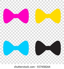 Bow Tie icon. CMYK icons on transparent background. Cyan, magenta, yellow, key, black.