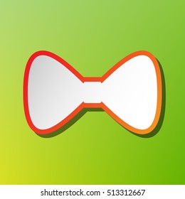 Bow Tie icon. Contrast icon with reddish stroke on green backgound.