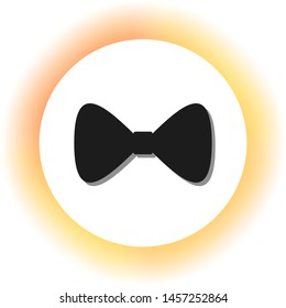 Bow Tie icon. Dark icon with shadow on the glowing circle button. Illustration.