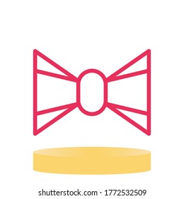 Bow Tie Icon Design mit rotem Line-Stil auf weißem Hintergrund