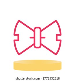 Bow Tie Icon Design with Red Line Style on White Background