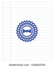 bow tie icon drawn with pen. Blue ink. Vector Illustration. Detailed.