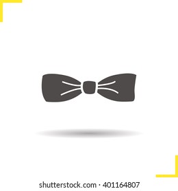Bow tie icon. Drop shadow tuxedo butterfly tie silhouette symbol. Vector isolated illustration