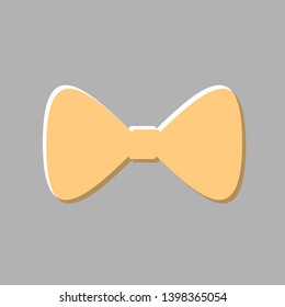 Bow Tie icon. Emboss effect with light orange icon on gray background.