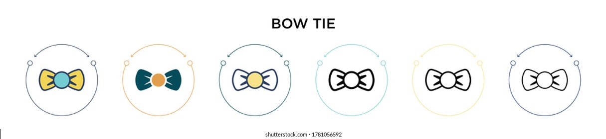 Bow tie icon in filled, thin line, outline and stroke style. Vector illustration of two colored and black bow tie vector icons designs can be used for mobile, ui, web