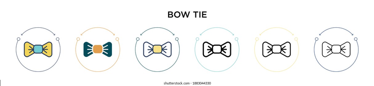 Bow tie icon in filled, thin line, outline and stroke style. Vector illustration of two colored and black bow tie vector icons designs can be used for mobile, ui, web