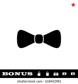 Bow tie icon flat. Black pictogram on white background. Vector illustration symbol and bonus button open and closed lock, folder, star