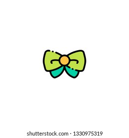 Bow tie icon, flat design line art thin style. Saint Patrick's Day vector illustration