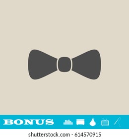 Bow tie icon flat. Grey pictogram on light background. Vector illustration symbol and bonus button real estate, ottoman, vase, tv, fishing rod