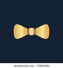 Bow tie icon flat. Simple gold pictogram on dark background. Vector illustration symbol